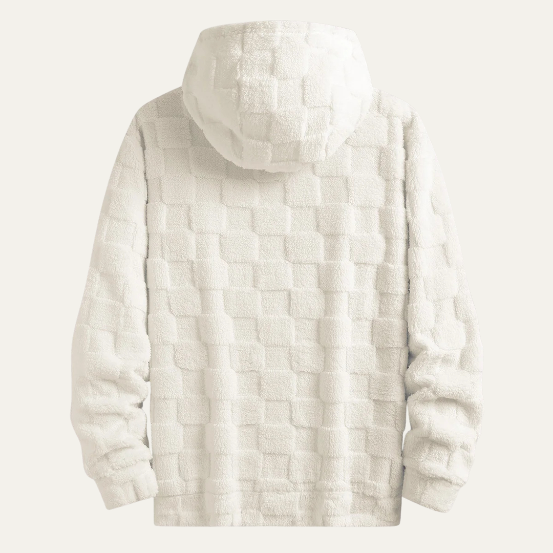 Mens Casual Fleece Jacket Thick Textured Check Design