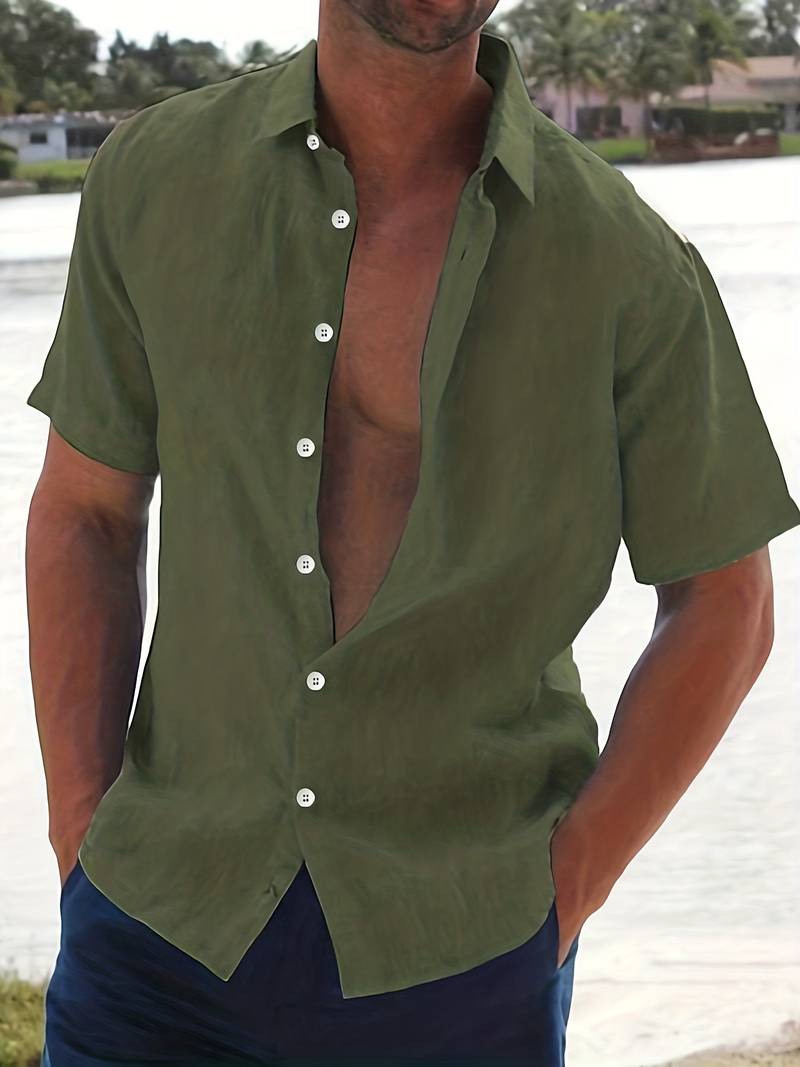 Mens Short-Sleeve Shirt Comfortable Fit