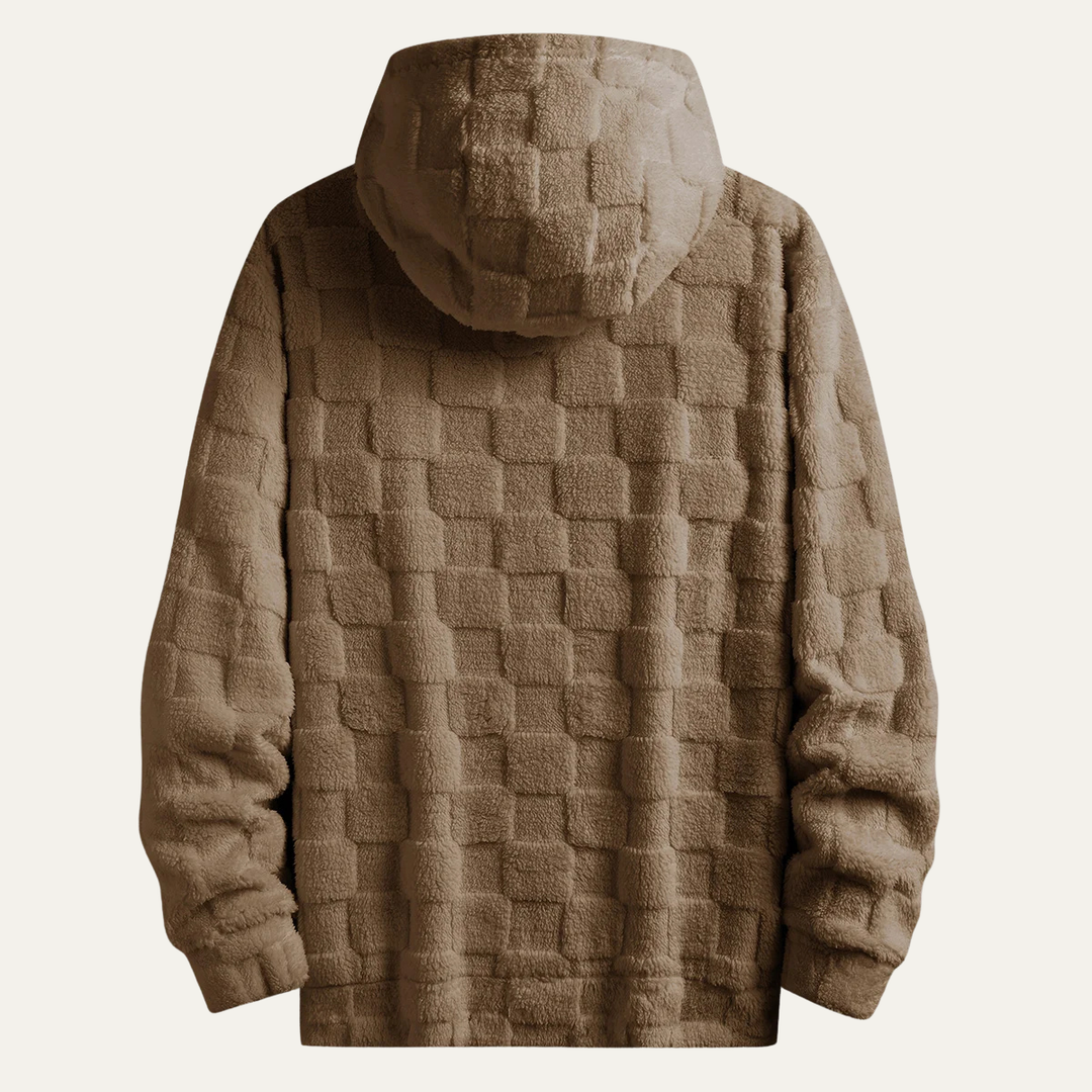 Mens Casual Fleece Jacket Thick Textured Check Design