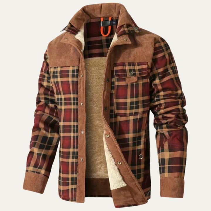 Mens Shirt Jacket Corduroy Yoke Fleece Lined Relaxed Fit
