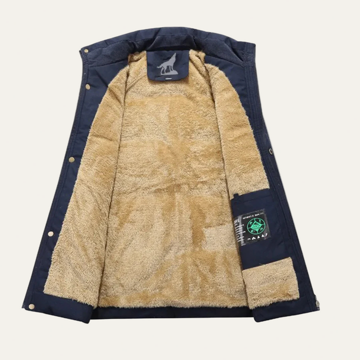 Mens Quilted Parka with Fur Hood Heavy Winter Coat