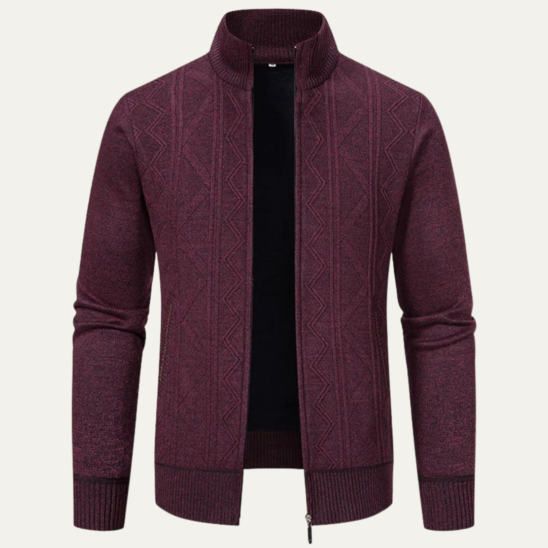Mens Knit Cardigan High Neck Zip-Up Winter Style