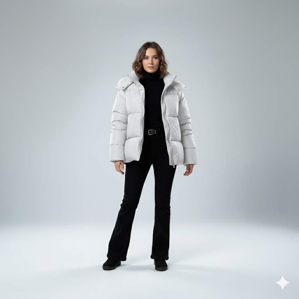 Womens Quilted Padded Jacket Oversized Hooded Winter Coat