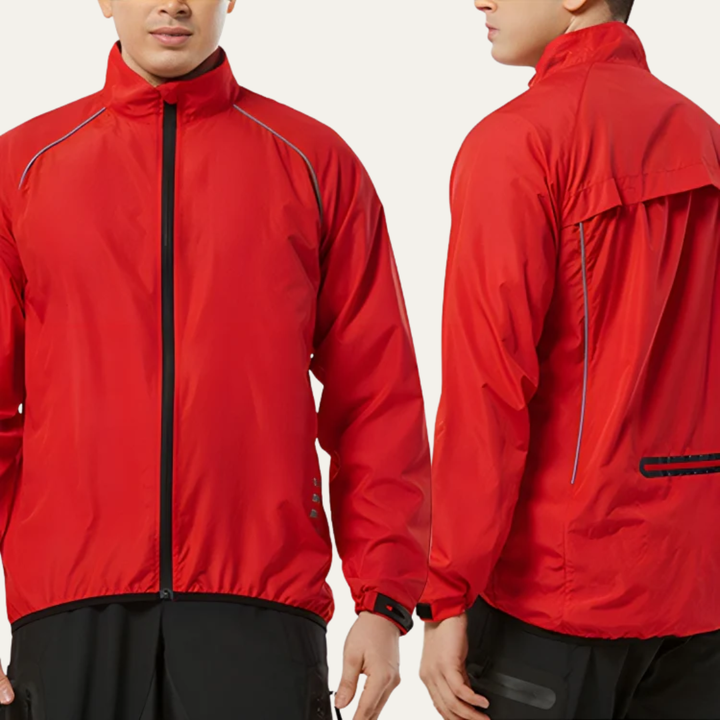 Mens Cycling Jacket Reflective High Collar Full Zip