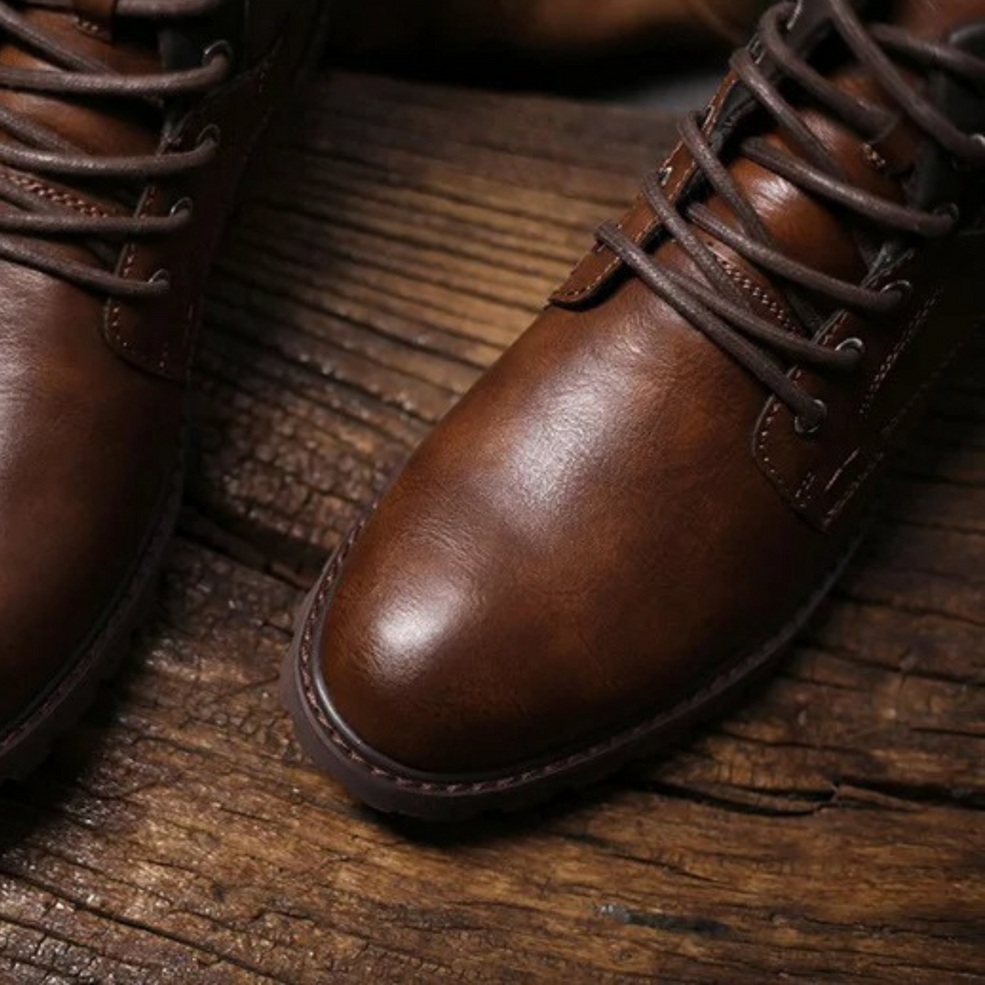 Mens Ankle Biker Boots Durable Vintage Style