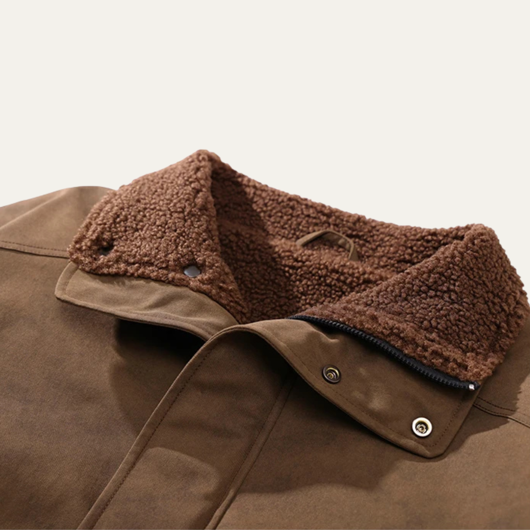 Mens Suede Bomber Jacket with Fleece Lining
