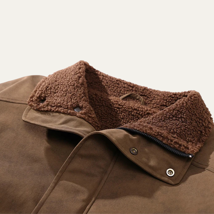 Mens Suede Bomber Jacket with Fleece Lining