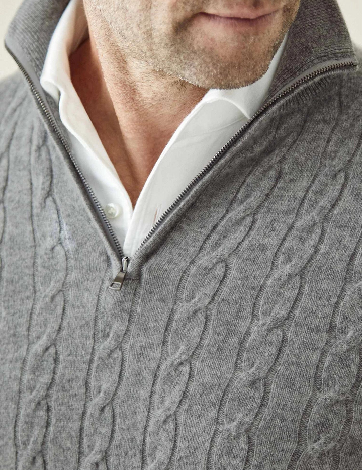 Mens Cable Knit Sweater with Zipper