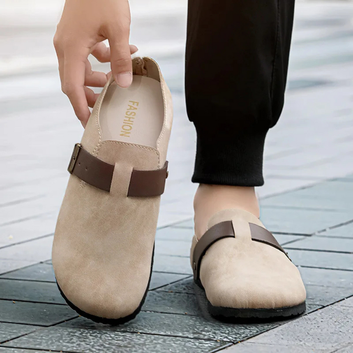 Mens Suede Moccasin Slippers Slip-On Buckle Style