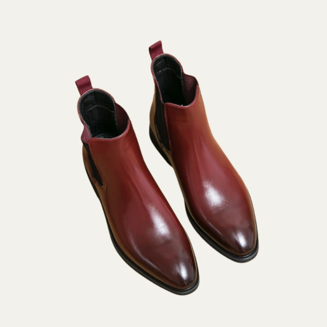 Mens Ankle Boots Leather Slip-On Classic