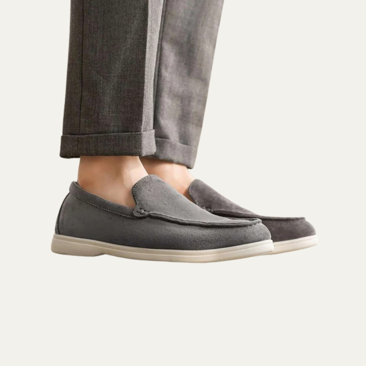 Mens Suede Slip-On Loafers Minimalist Apron Toe