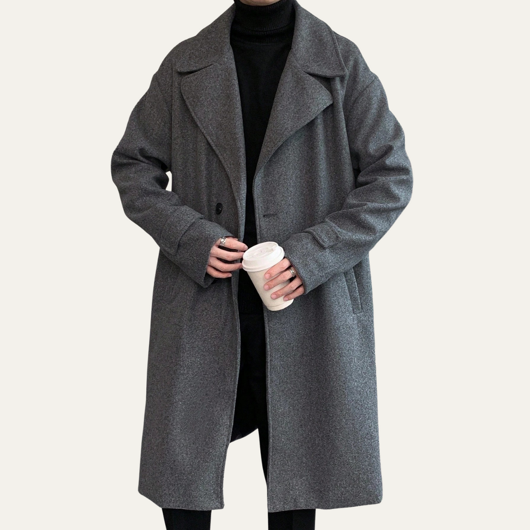 Mens Wool Wrap Coat with Belt Smart Fit