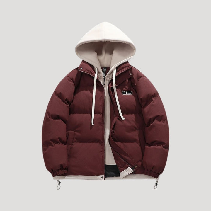 Mens Puffer Jacket Layered Design Hooded