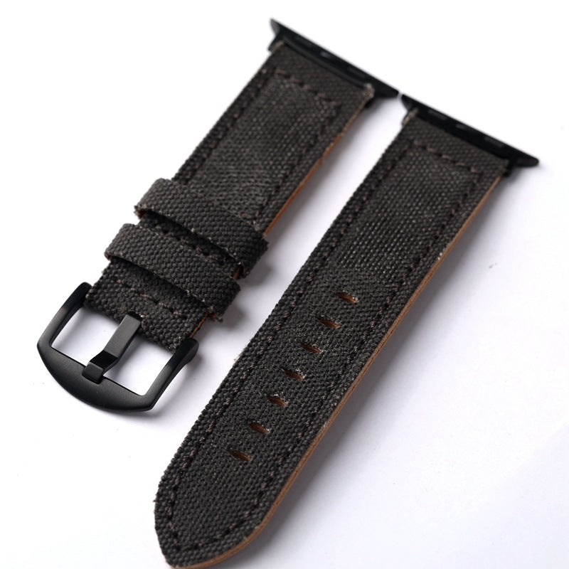 Unisex Watch Band Leather and Canvas Durable