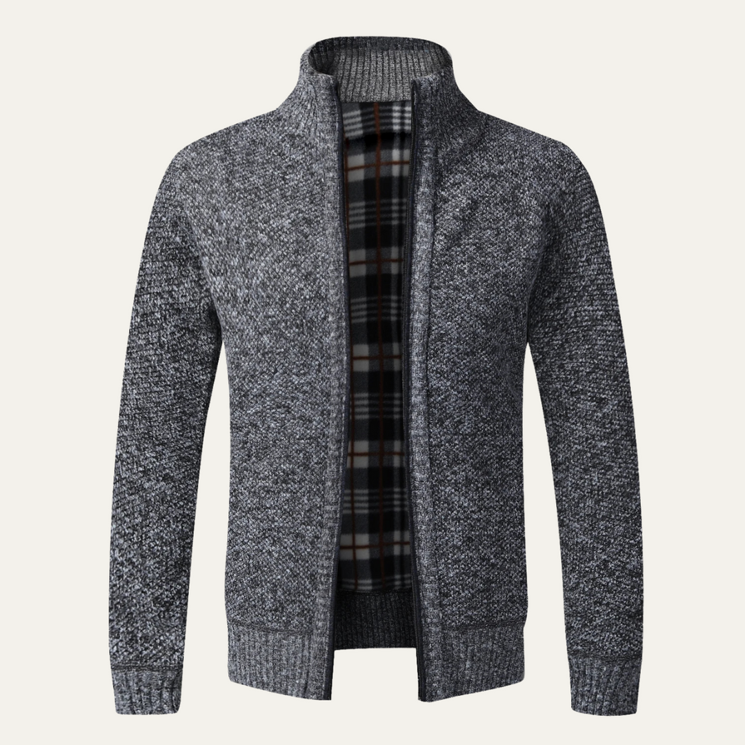 Mens Knit Cardigan Jacket Textured Full Zip