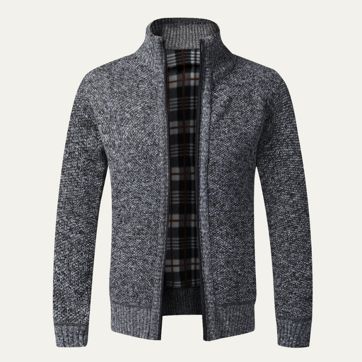 Mens Knit Cardigan Jacket Textured Full Zip