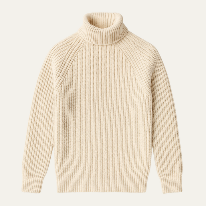 Mens Ribbed Turtleneck Sweater Chunky Warm Fit