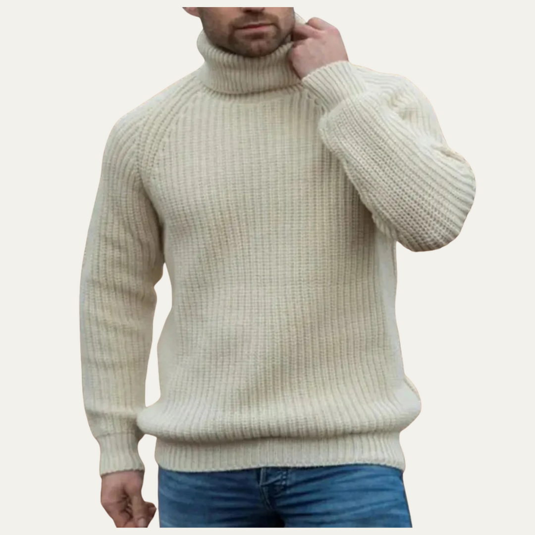 Mens Ribbed Turtleneck Sweater Chunky Warm Fit