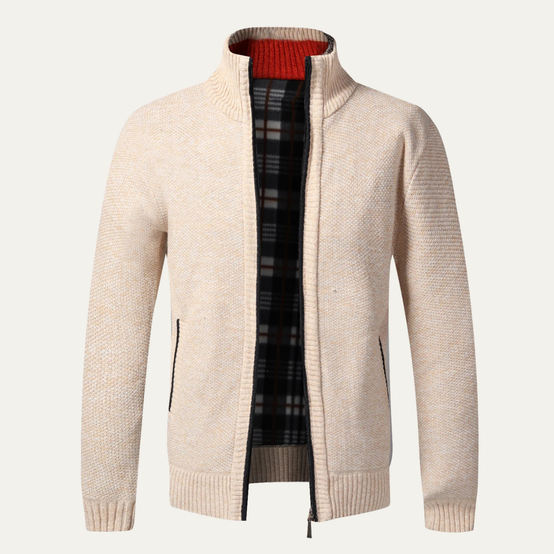 Mens Knit Cardigan Jacket Textured Full Zip