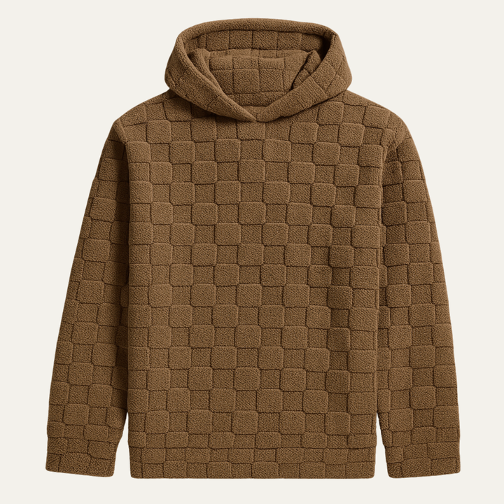 Mens Casual Fleece Jacket Thick Textured Check Design - BritishMode