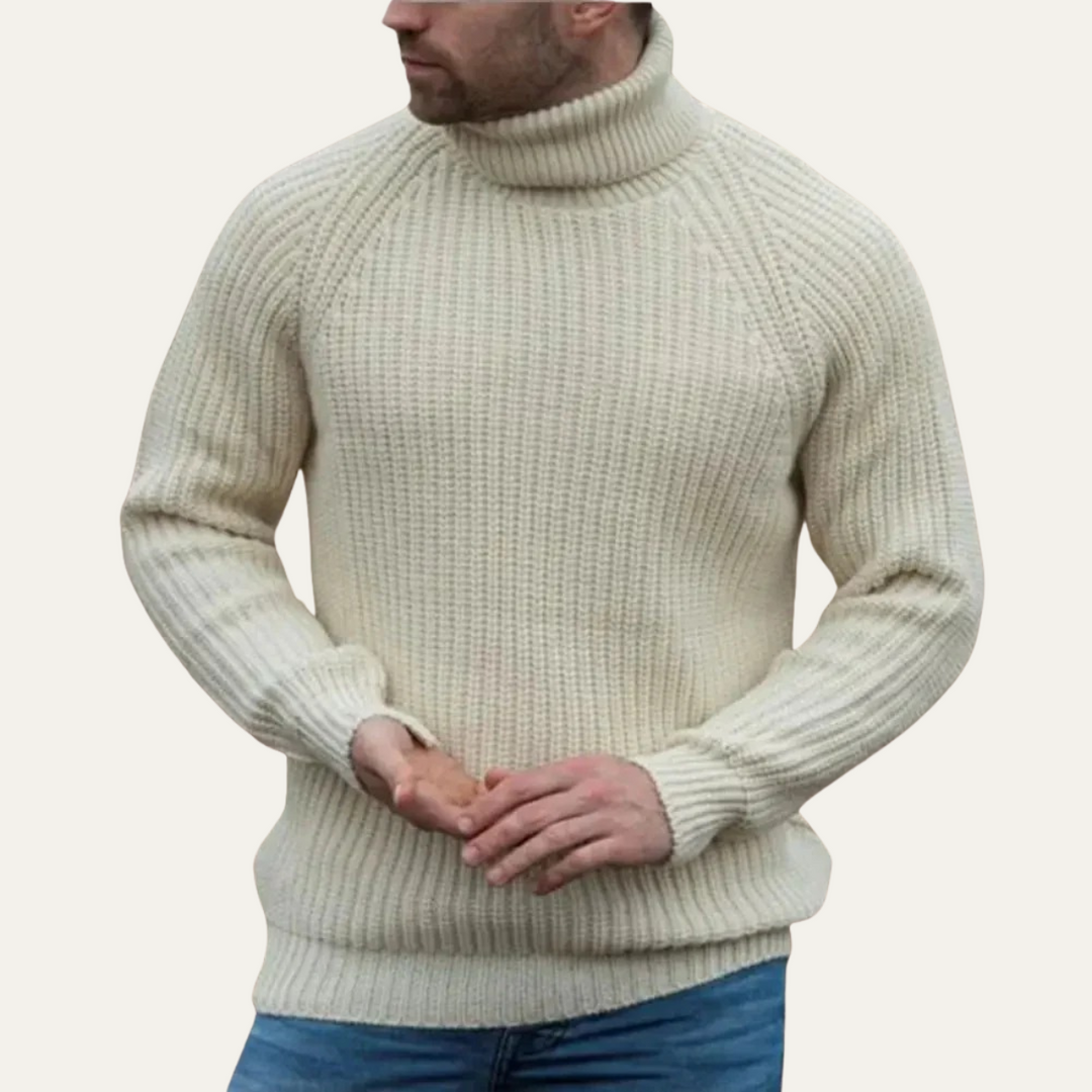 Mens Ribbed Turtleneck Sweater Chunky Warm Fit - BritishMode