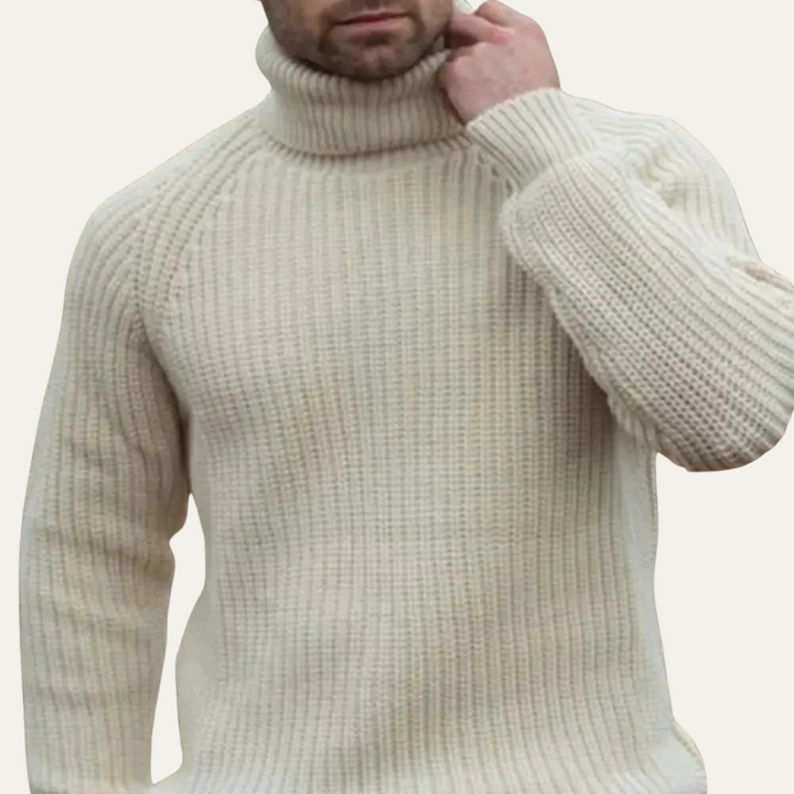 Mens Ribbed Turtleneck Sweater Chunky Warm Fit