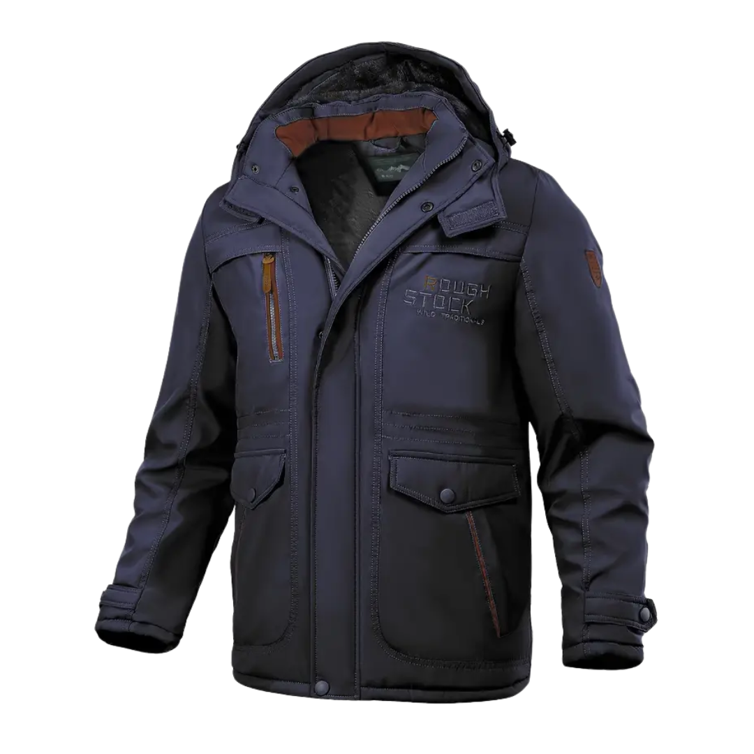 Mens Winter Jacket Plush Lined Hooded Regular Fit