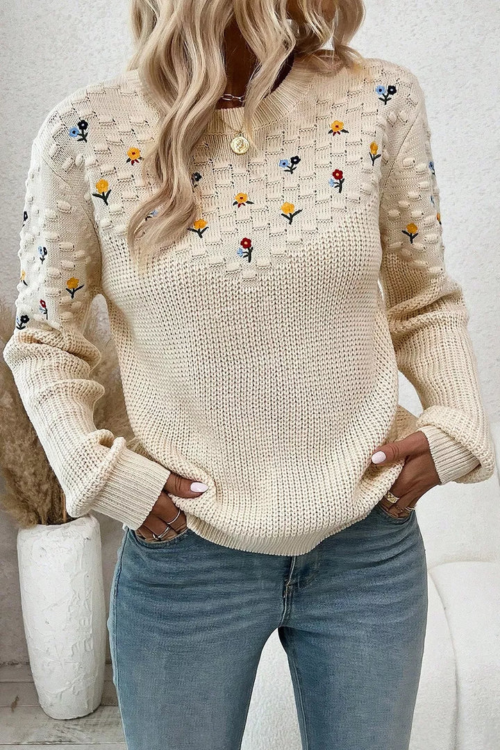 Womens Pullover Sweater Patterned Crew Neck - BritishMode