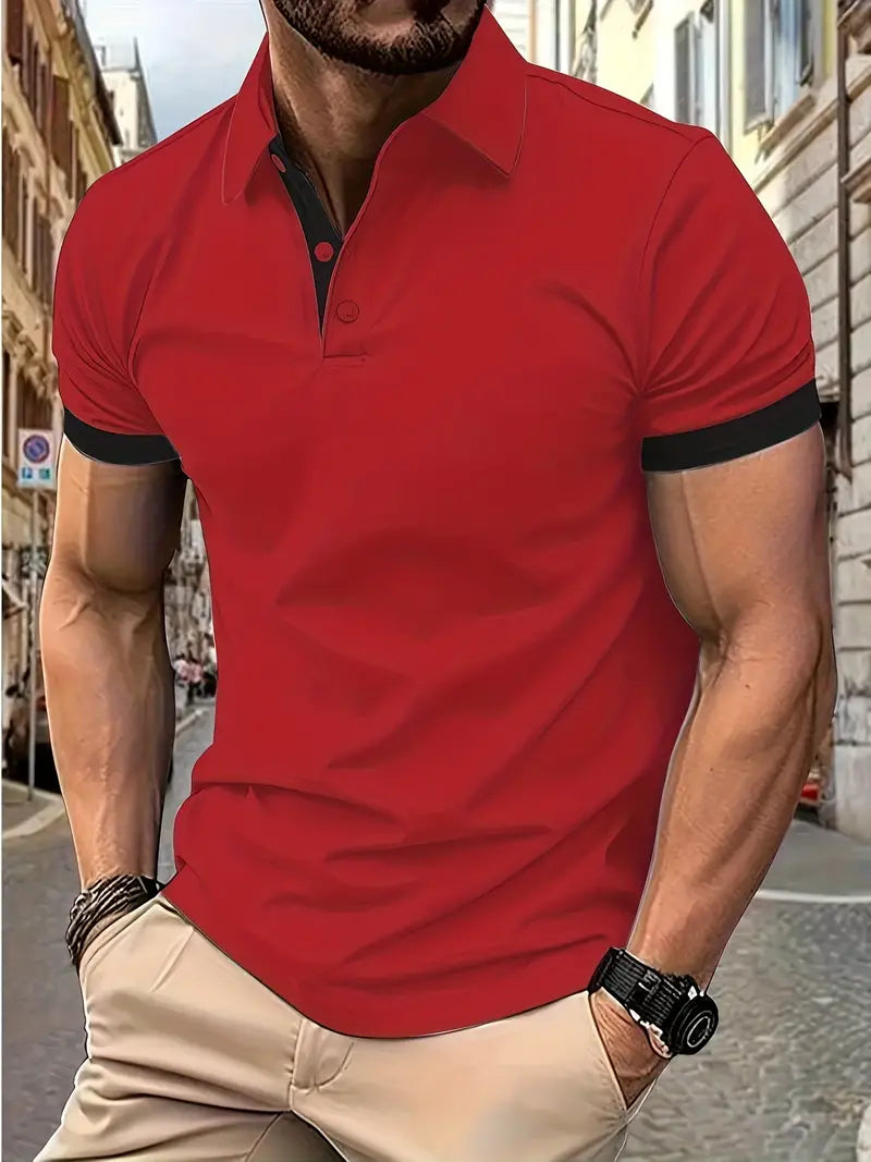 Mens Casual Shirt Colorblock Pattern Regular Fit