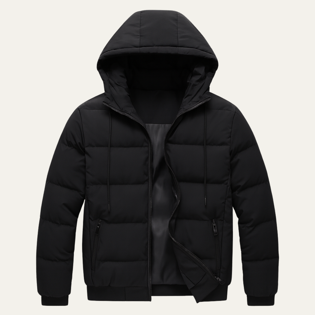 Mens Quilted Puffer Jacket with Hood Elegant Fit - BritishMode