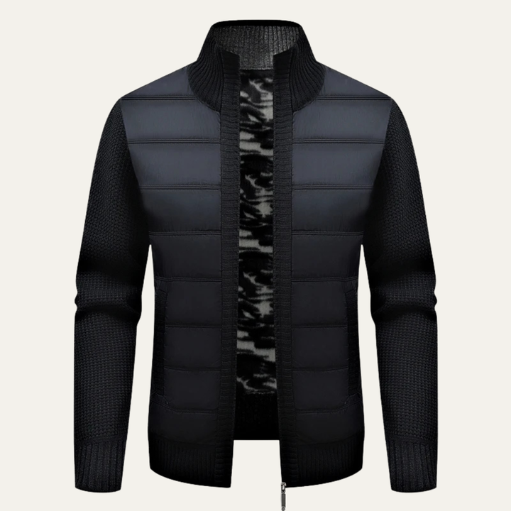 Mens Quilted Knit Puffer Jacket Warm Zip-Up Winter - BritishMode