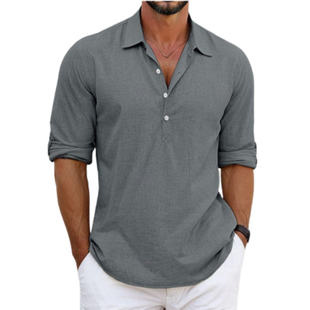 Mens Capri Shirt Linen Cotton Blend Lightweight Summer Fit - BritishMode