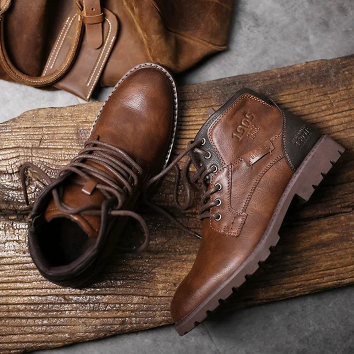 Mens Ankle Biker Boots Durable Vintage Style