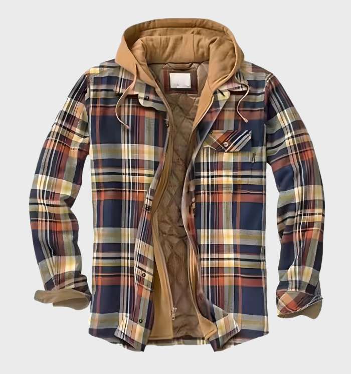 Mens Overshirt Lined with Detachable Hood Relaxed Fit
