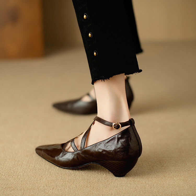 Womens Genuine Leather Heels Classic Fit