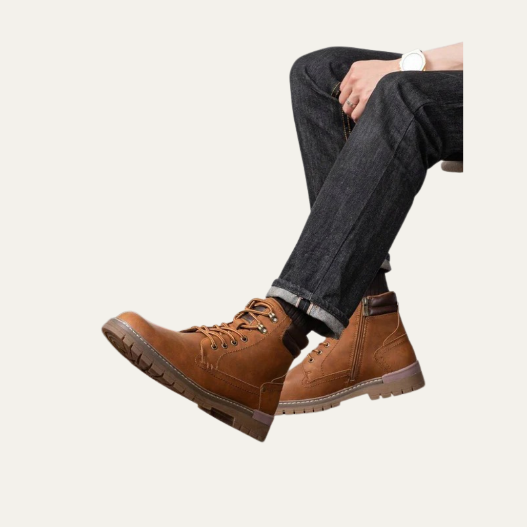 Mens Combat Boots Lace-Up Military Style Lug Sole
