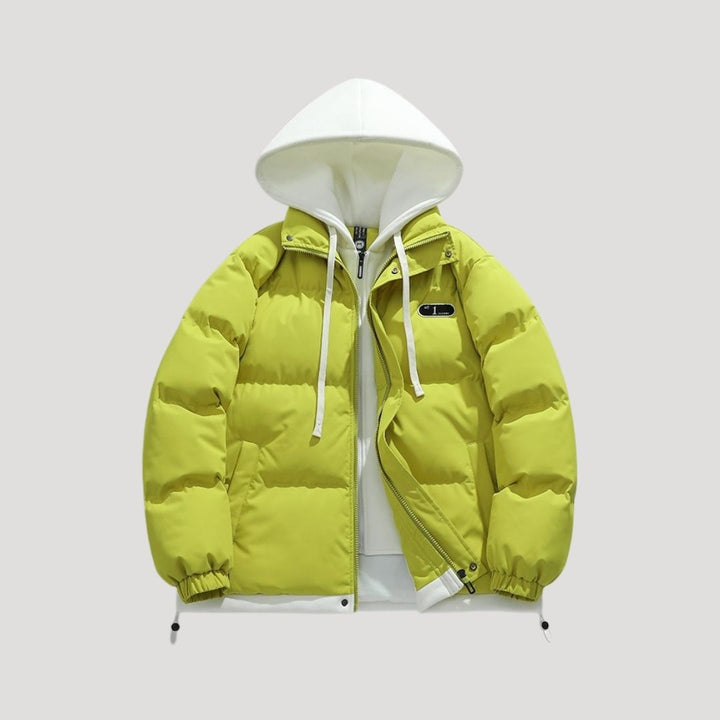Mens Puffer Jacket Layered Design Hooded