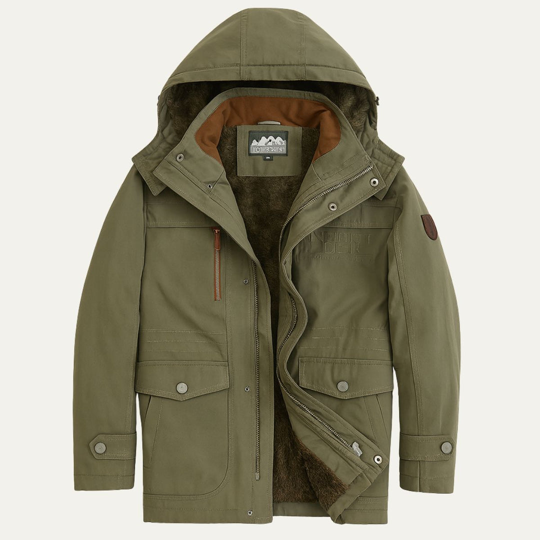 Mens Insulated Mid-Length Winter Parka Coat