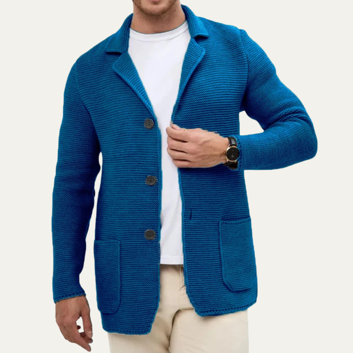Mens Knitted Blazer Cardigan Casual Button Down