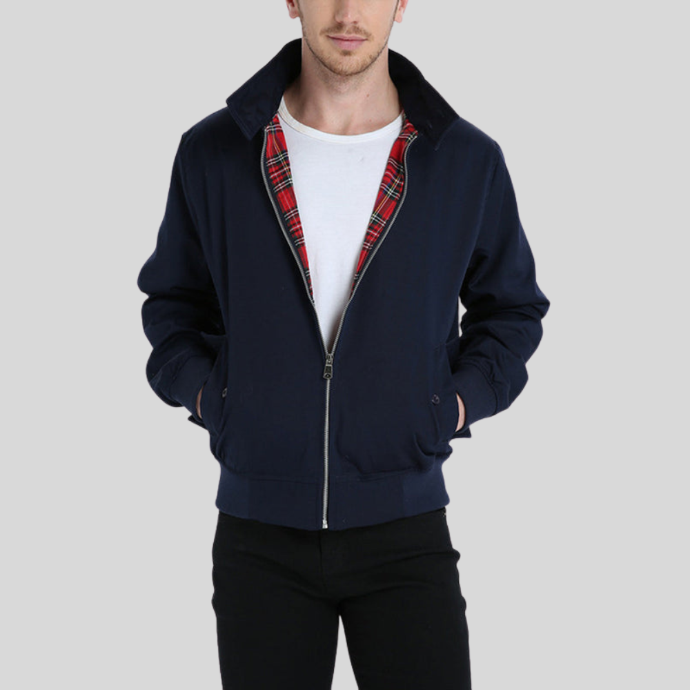 Mens Harrington Jacket Zip Front Classic Fit