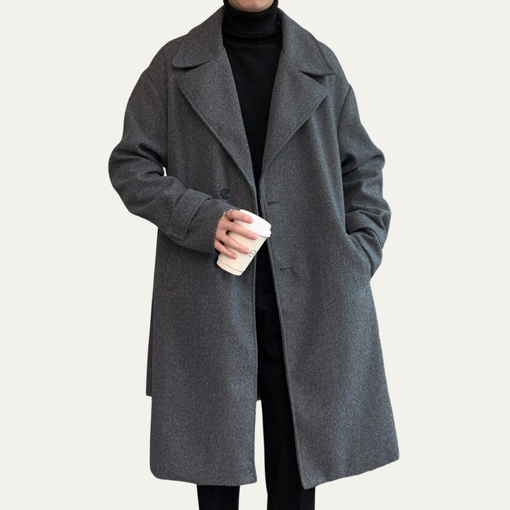 Mens Wool Wrap Coat with Belt Smart Fit