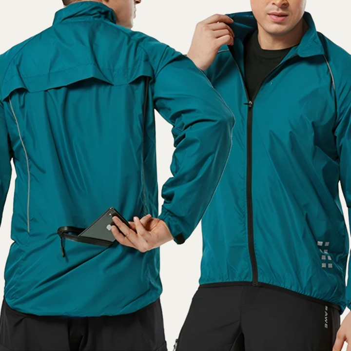 Mens Cycling Jacket Reflective High Collar Full Zip