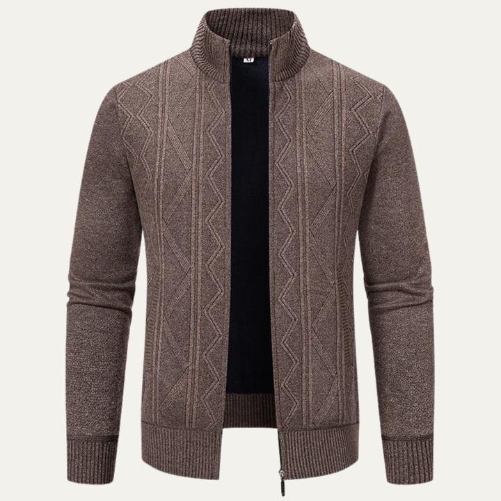 Mens Knit Cardigan High Neck Zip-Up Winter Style