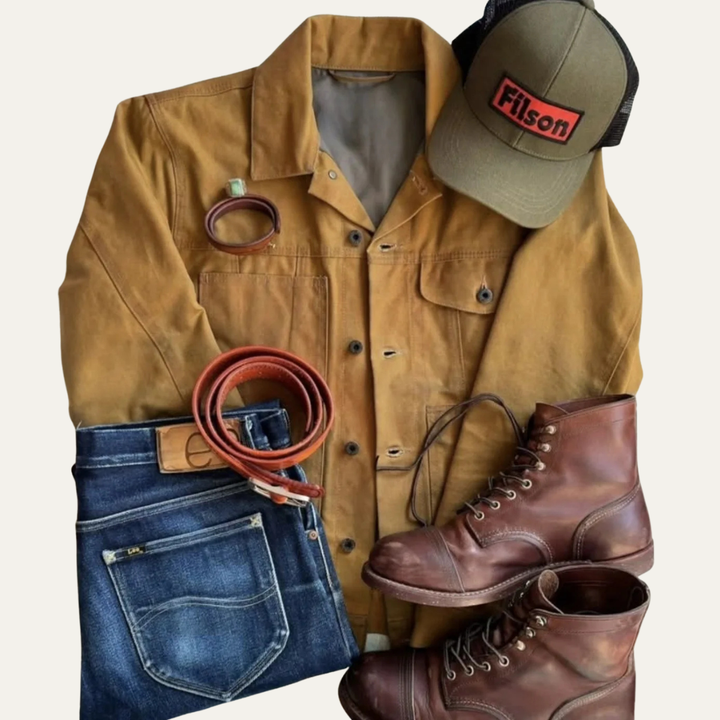 Mens Canvas Jacket Retro Ranch Style