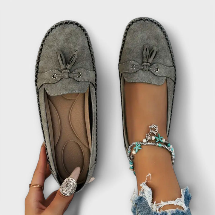 Womens Suede Loafer Flats Slip-On Tassel
