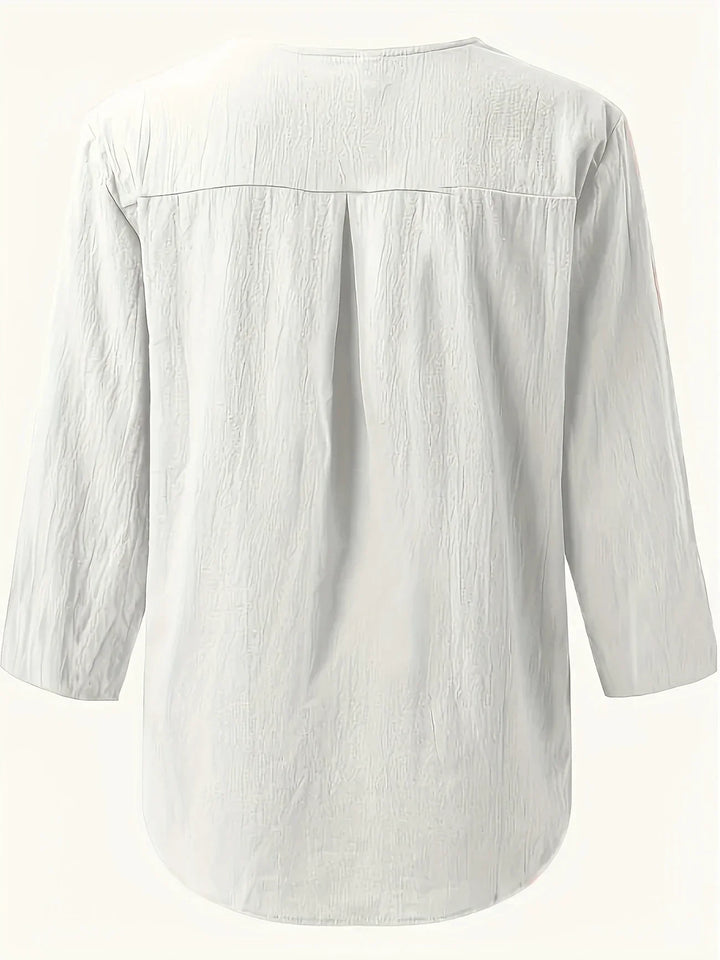 Womens Casual Blouse Cotton and Linen Relaxed Fit