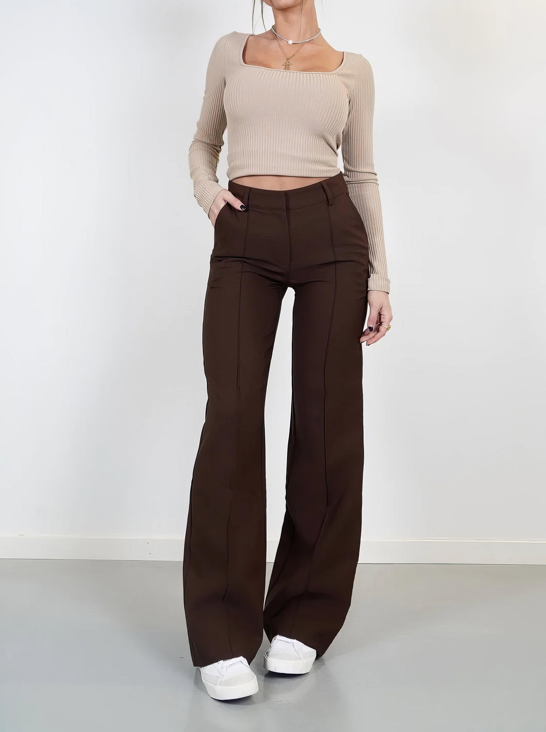 Womens High-Waisted Trousers Loose Fit