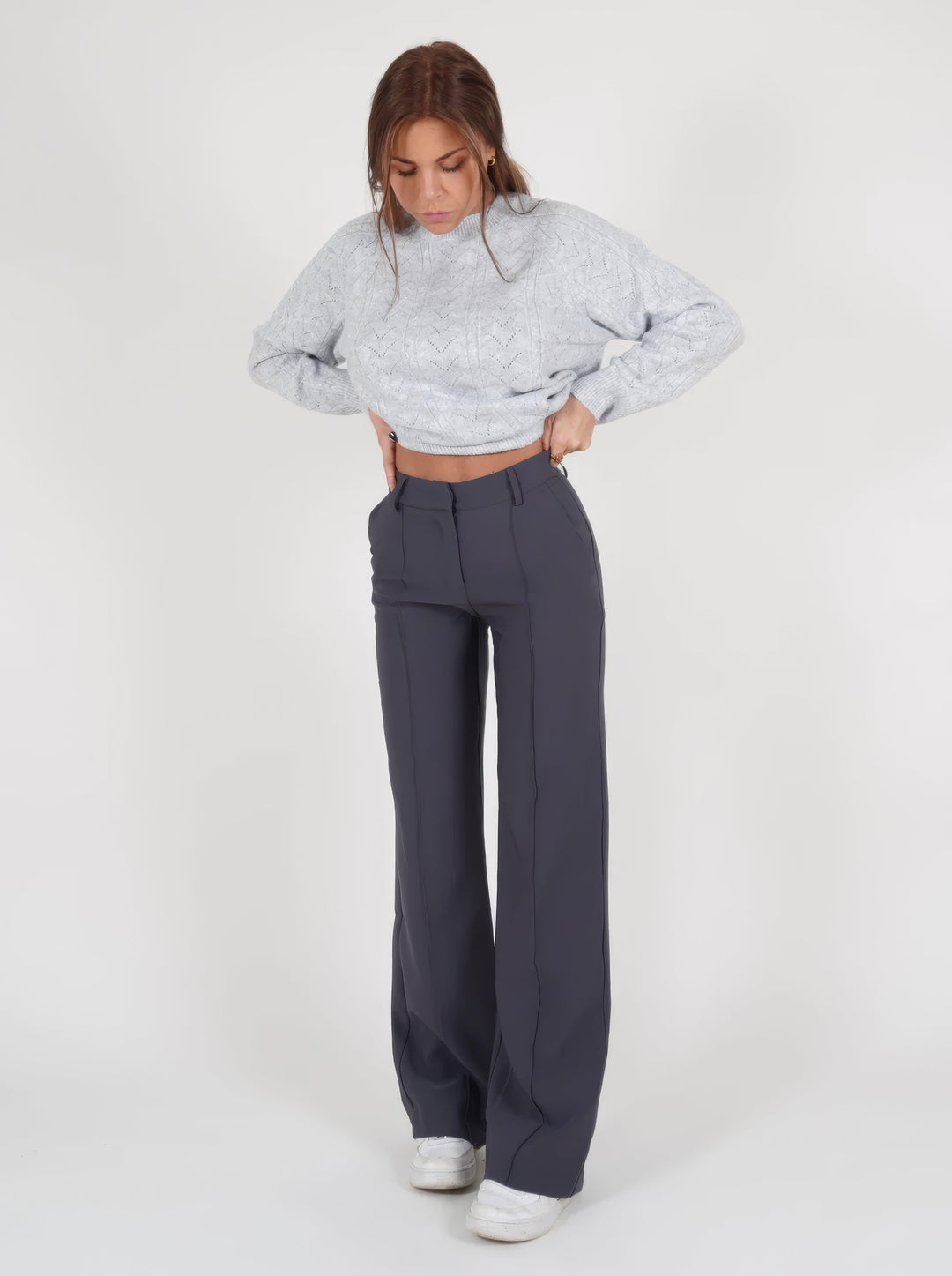 Womens High-Waisted Trousers Loose Fit