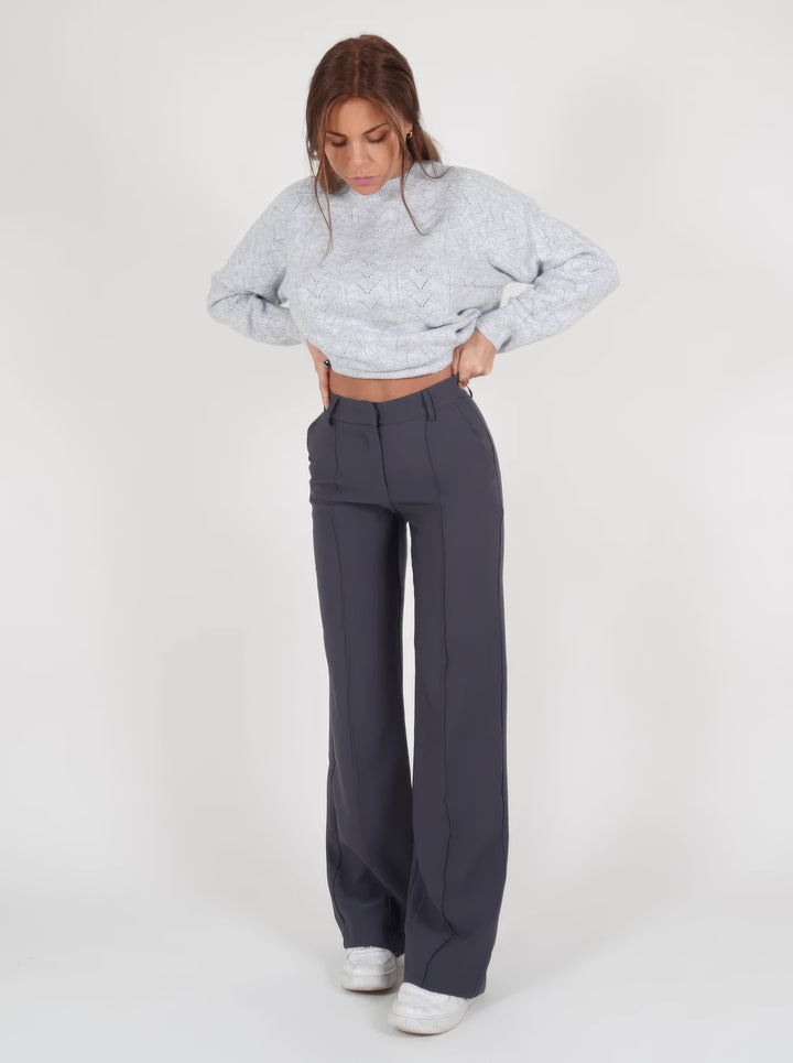Womens High-Waisted Trousers Loose Fit