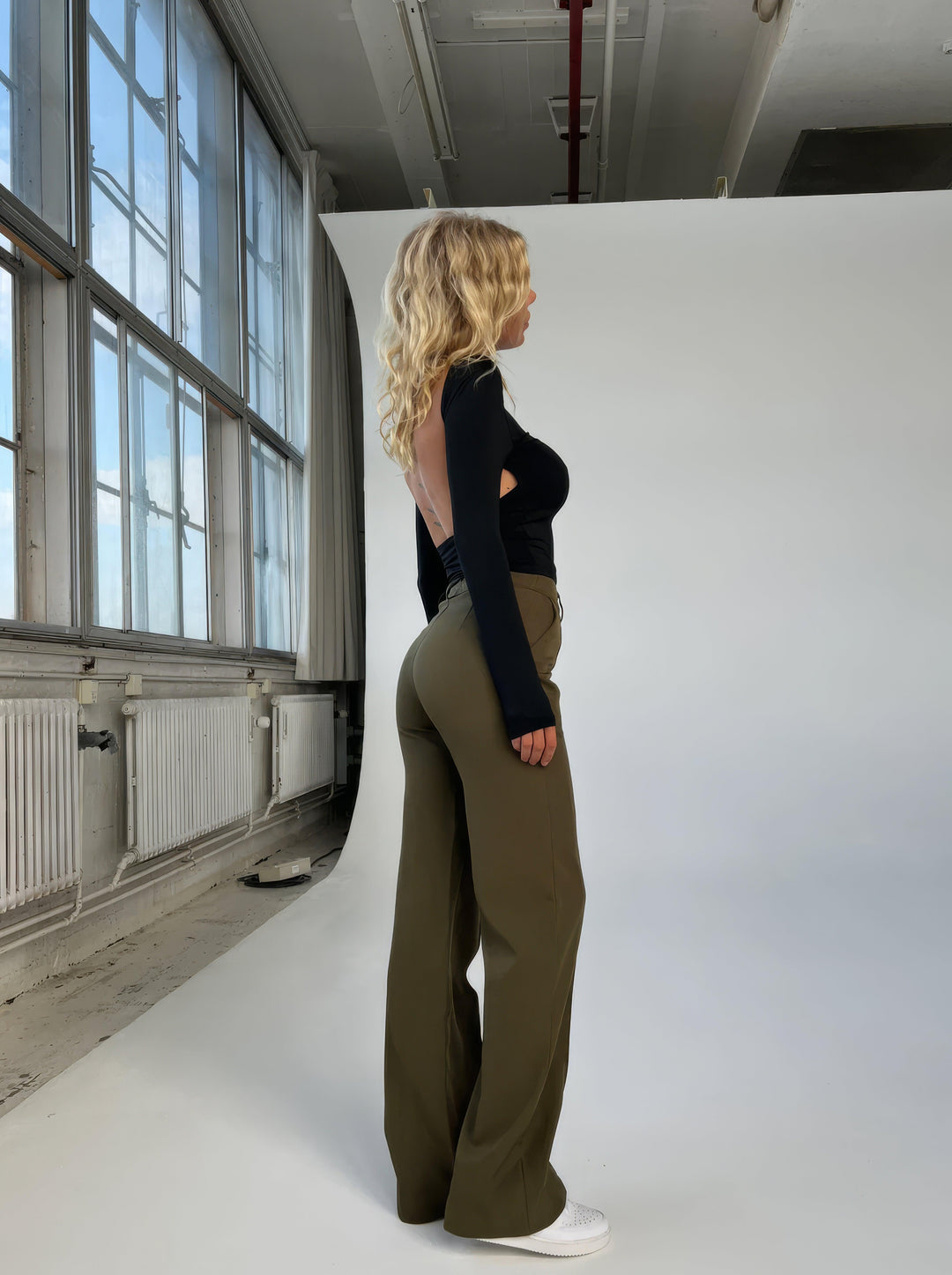 Womens High-Waisted Trousers Loose Fit